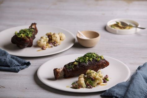 Milanese lamb shanks with cauliflower