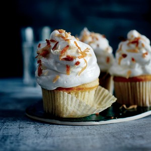 Mile-high coconut cupcakes