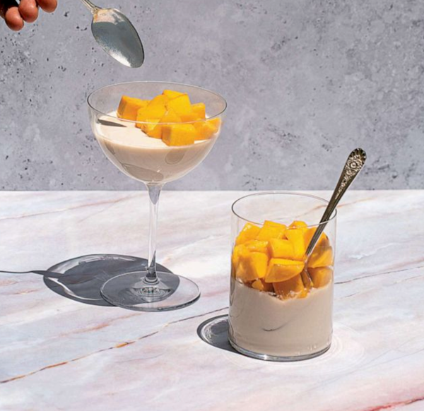 Milk & honey panna cotta with vanilla mangoes