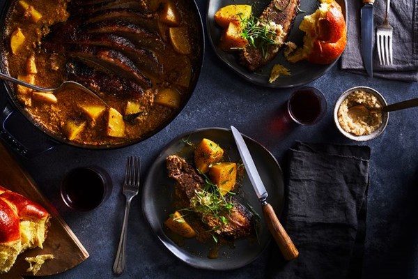 Milk-braised brisket with potato & onion