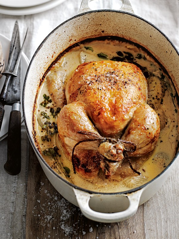 Milk-braised Dijon chicken