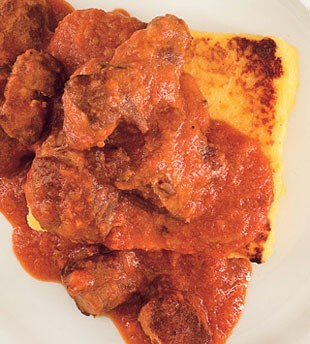 Milk-braised pork shoulder with semolina gnocchi