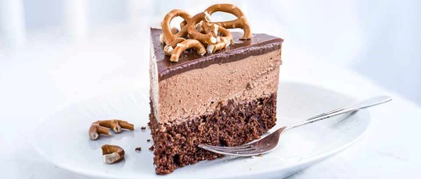 Milk choc and malt mousse cake
