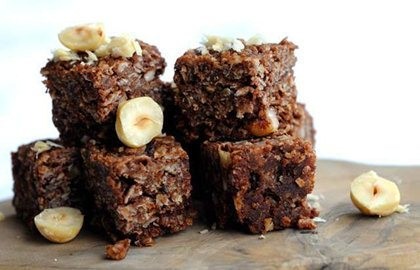 Milk chocolate and hazelnut flapjack