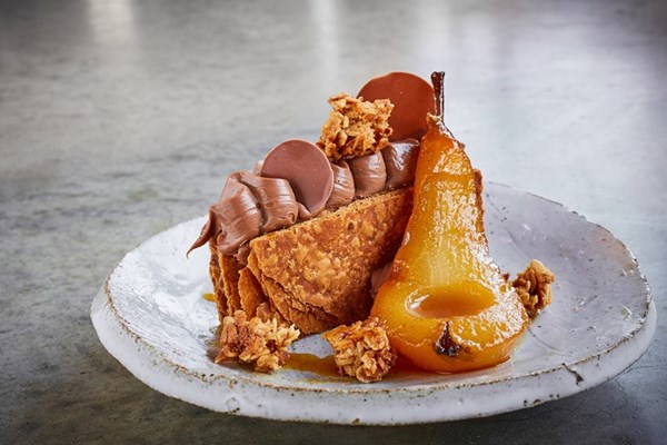 Milk chocolate and pear mille-feuille