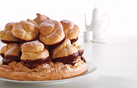 Milk chocolate and salted caramel gâteau Saint-Honoré