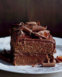 Milk-chocolate-frosted layer cake
