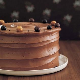 Milk chocolate malt ball cake
