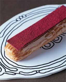 Milk chocolate raspberry eclair