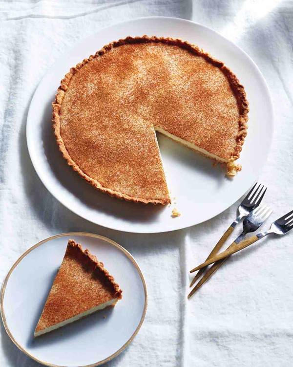 Milk tart with brown sugar crust