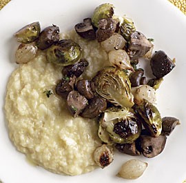 Millet and cheddar polenta with roasted vegetables