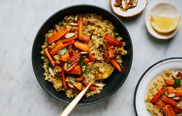 Millet couscous with roasted carrots 