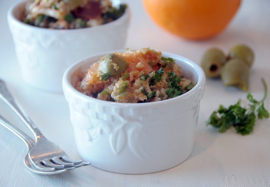Millet tabouli with Cara Cara oranges and green olives