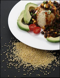 Millet timbales with black bean salsa