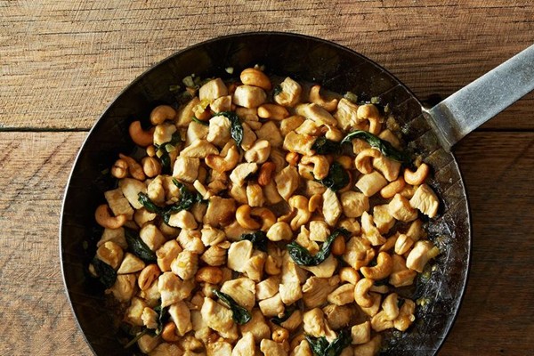 Minced chicken and cashew with Thai basil
