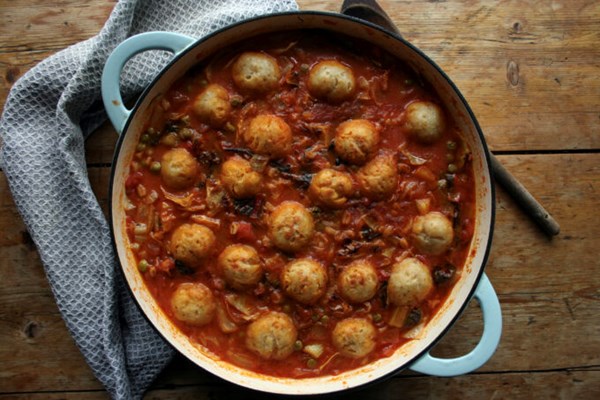 Minestrone with crispy Parmesan dumplettes