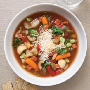 Minestrone with endive & pepperoni