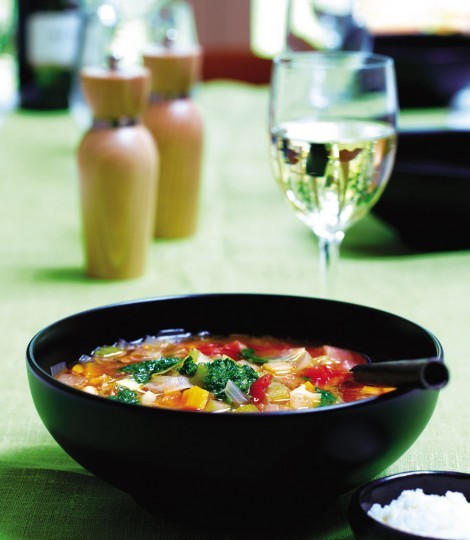 Minestrone with salsa verde