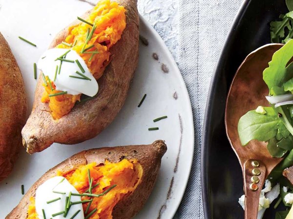 Mini baked sweet potatoes