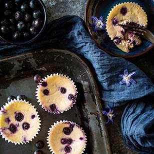 Mini blueberry-lemon cheesecakes