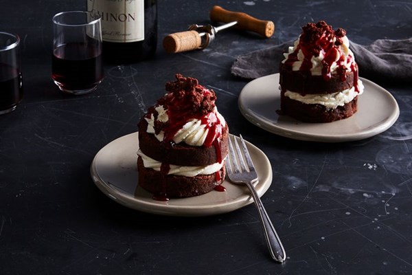 Mini brownie layer cakes
