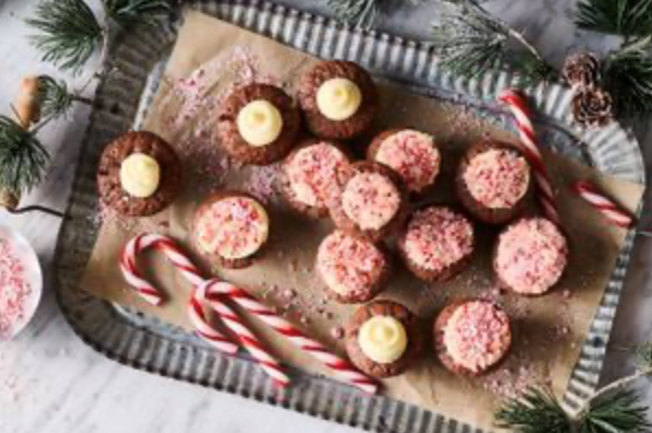 Mini candy cane chocolate cakes