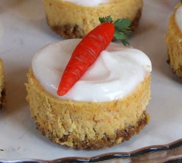 Mini carrot cake cheesecakes with cream cheese icing