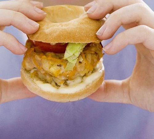 Mini chicken bagel burgers