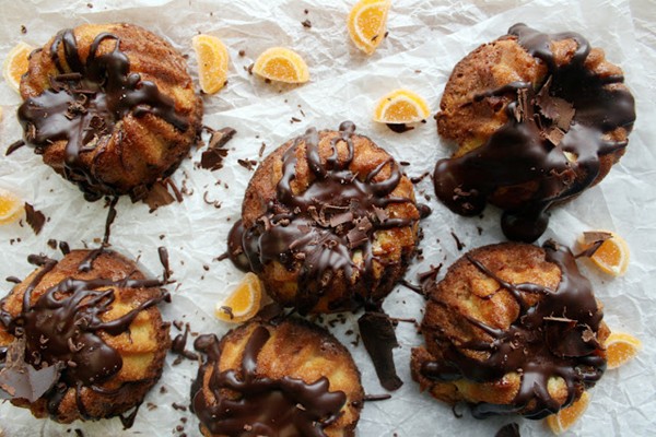 Mini chocolate and orange marble bundt cakes