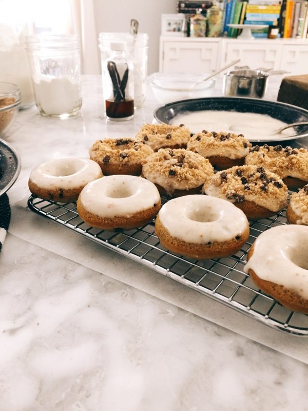 Mini chocolate chip cookie baked donuts