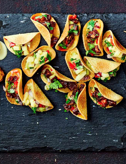 Mini chorizo and cheddar tacos