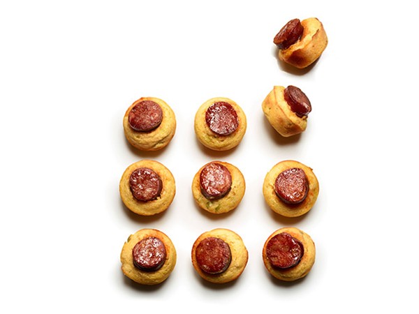 Mini chorizo corn dogs