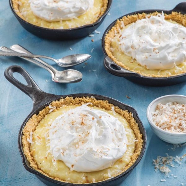 Mini coconut cream icebox pies