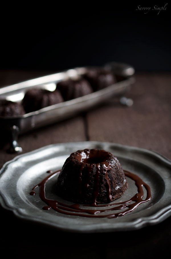 Mini dark chocolate Chambord bundt cakes
