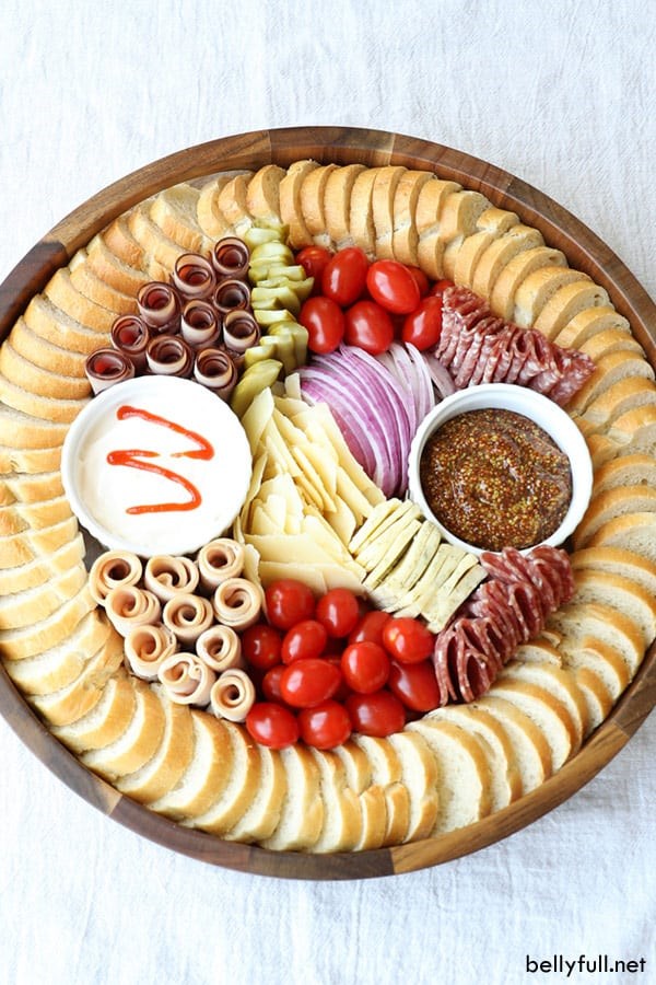 Mini deli sandwich charcuterie board