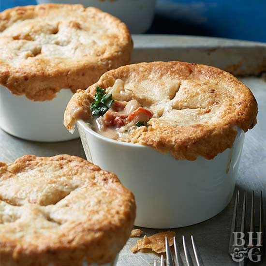 Mini Italian white bean and kale pot pies