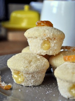 Mini lemon donut muffins with lemon curd