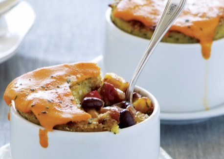 Mini mango and black bean casseroles