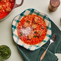 Mini meatball and pastina soup