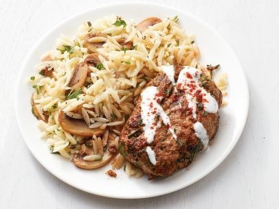 Mini meatloaves with mushroom-herb orzo