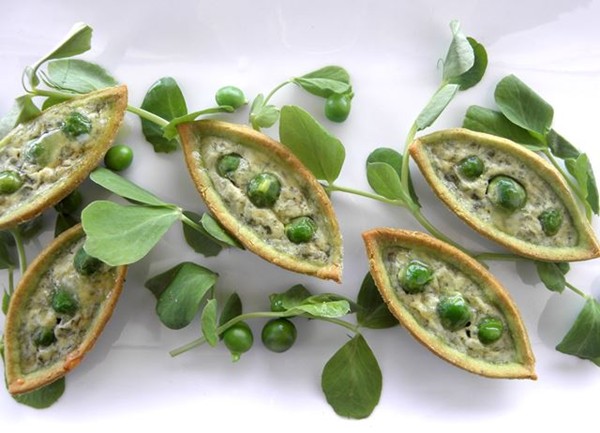 Mini minted pea tartlets