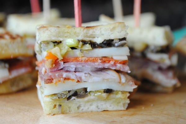 Mini muffaletta squares
