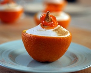 Mini orange trifles with candied carrots