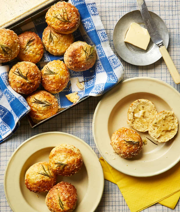 Mini Parmesan apple and rosemary scones