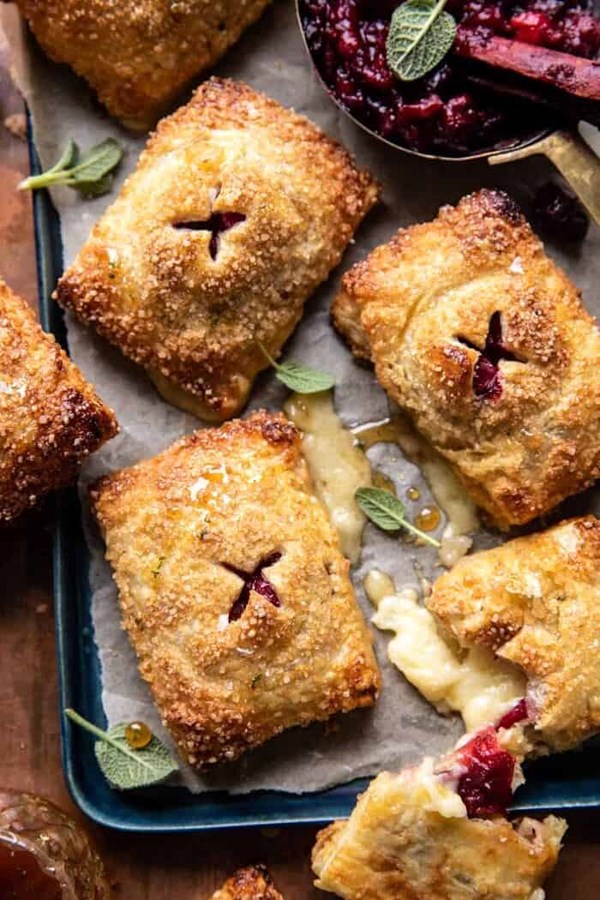 Mini pastry wrapped cranberry baked Brie bites