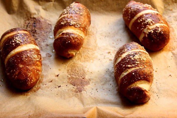 Mini pretzel dogs