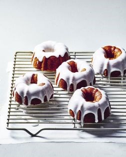 Mini pumpkin bundt cakes with lemon glaze