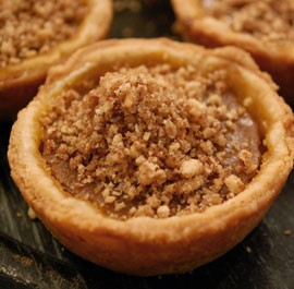 Mini pumpkin-maple tarts with toasted pecan streusel