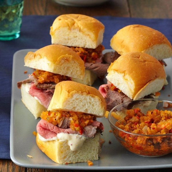 Mini rosemary-roast beef sandwiches