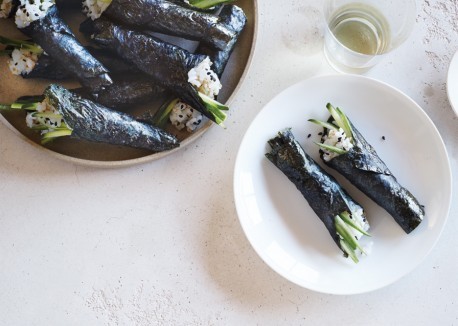 Mini sesame-cucumber hand rolls